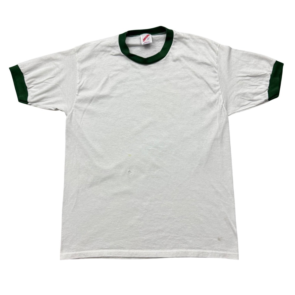 Vintage Jerzees Ringer T-Shirt Tee Made in USA Distressed 80s